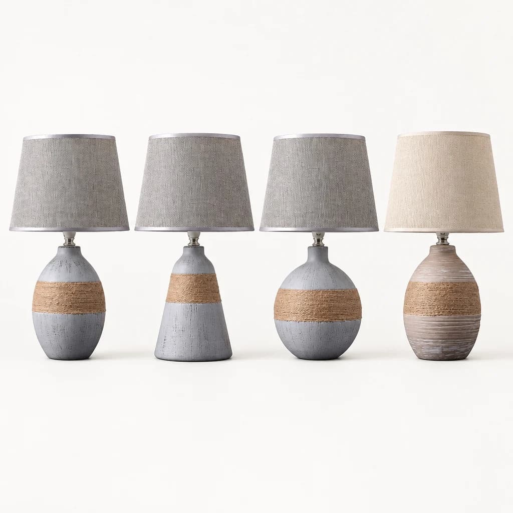 Terra — Ceramic Table Lamp, lit in a dark room