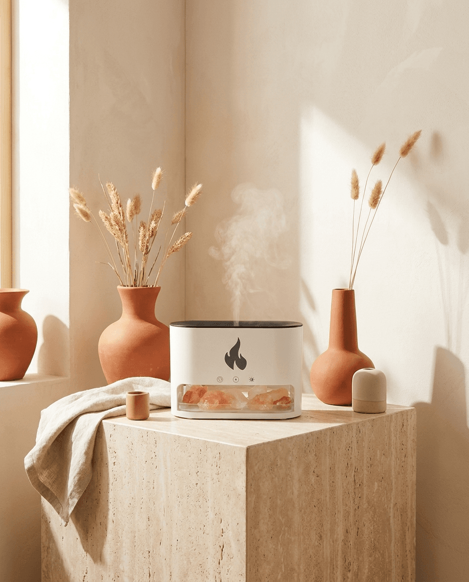 Ember — Aroma Flame Diffuser, lit in a dark room